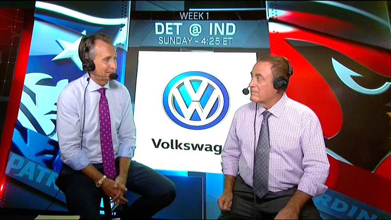 NBC commentators Cris Collinsworth (left) and Al Michaels (Screenshot: NBC)